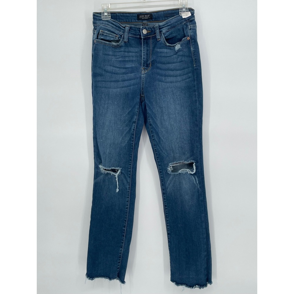 Judy Blue Los Angeles Womens Jeans Size 5 27 Blue Distressed Ripped Frayed Hem‎